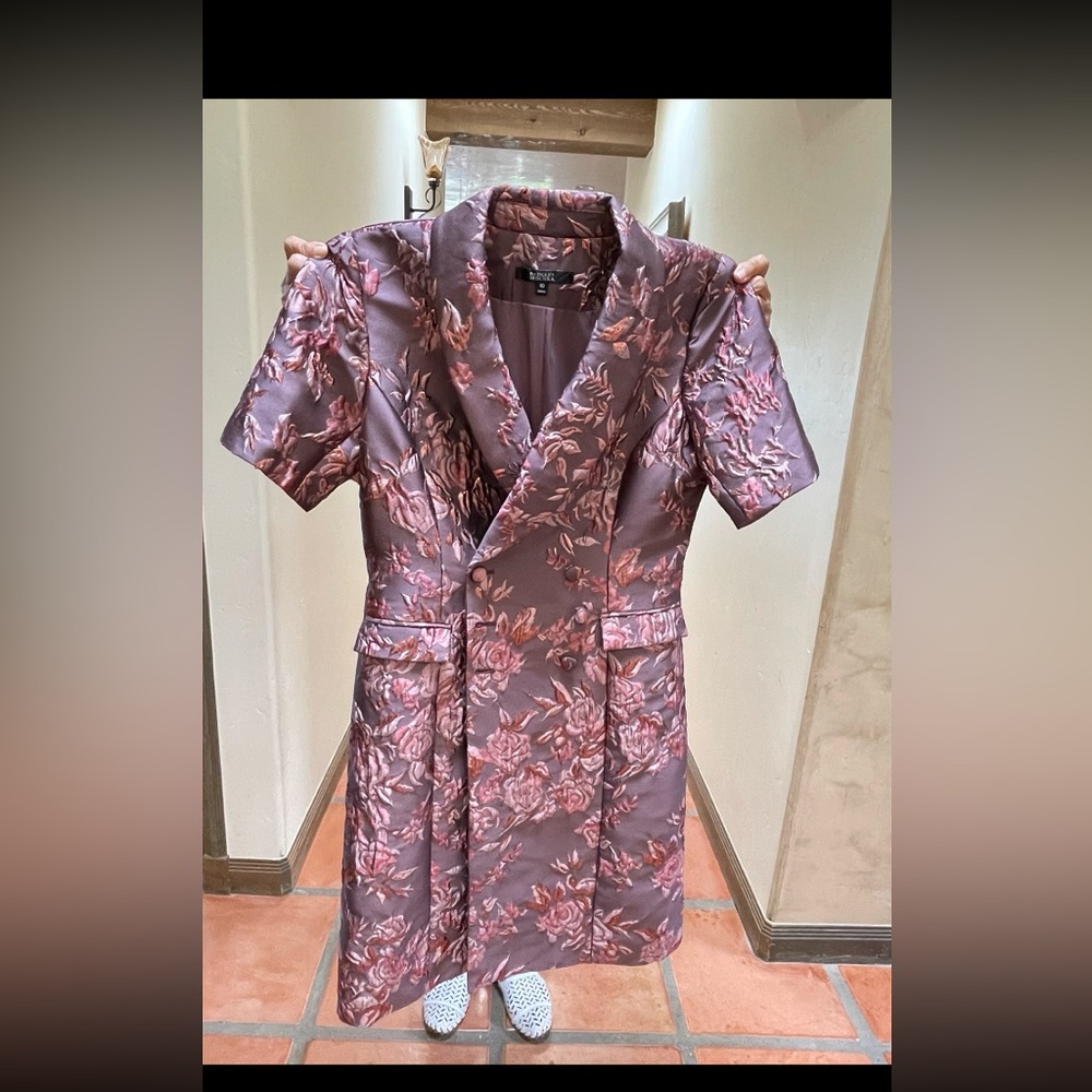 Badgley Mischka Floral Blazer in Pink and Gray